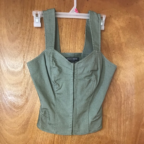 Bisou Bisou Tops - Bisou Bisou corset green top